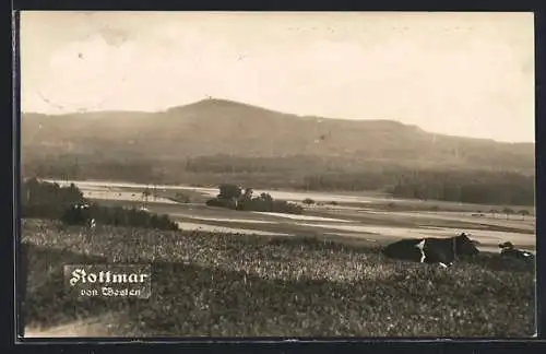 AK Kottmar, Blick von Westen auf Landschaft und Berge