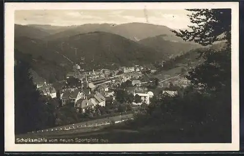 AK Schalksmühle, Blick vom neuen Sportplatz auf den Ort