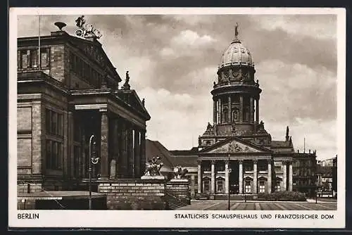 AK Berlin, Staatliches Schauspielhaus, Französischer Dom, Gendarmenmarkt
