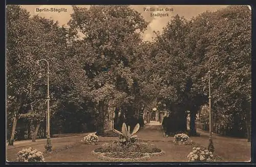 AK Berlin-Steglitz, Partie aus dem Stadtpark