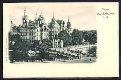 AK Schwerin i. M., Schloss und Brücke