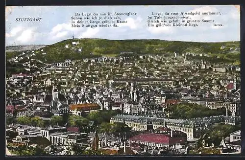 AK Stuttgart, Panoramaansicht der Stadt