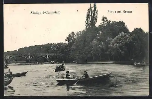 AK Stuttgart-Cannstatt, Partie am Neckar