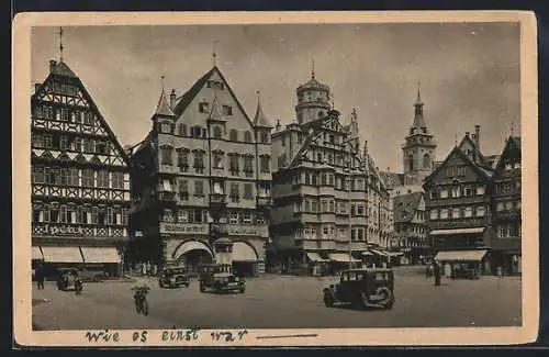 AK Stuttgart, Marktplatz, historische Fachwerkhäuser