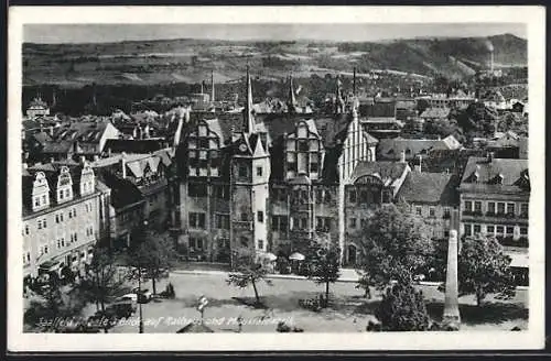 AK Saalfeld /Saale, Blick auf Rathaus und Mauxionfabrik