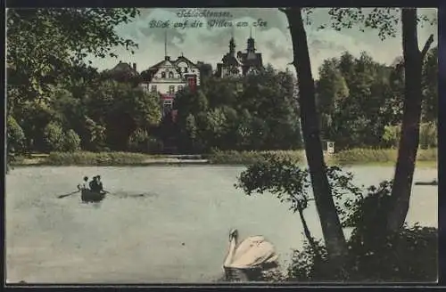 AK Berlin-Schlachtensee, Blick auf die Villen am See