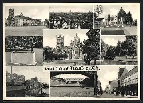 AK Neuss a. Rhein, Ortspartie aus der Vogelschau, Kirche