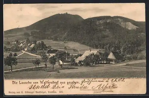 AK Lausche, Ansicht von Waltersdorf aus gesehen