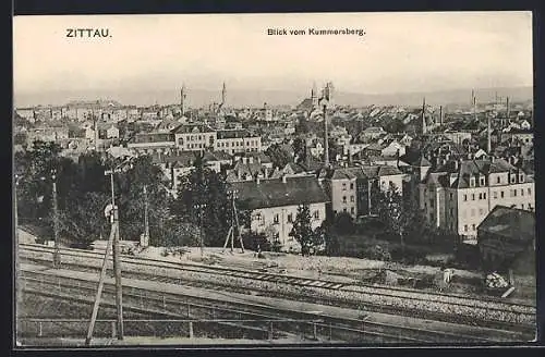 AK Zittau i. Sa., Blick vom Kummersberg auf den Ort