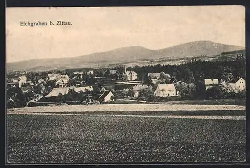 AK Eichgraben b. Zittau, Ortspartie mit umliegenden Feldern