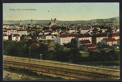 AK Zittau, Stadt vom Kummersberg gesehen
