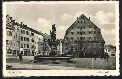 AK Zittau i. Sa., Marstall, Springbrunnen