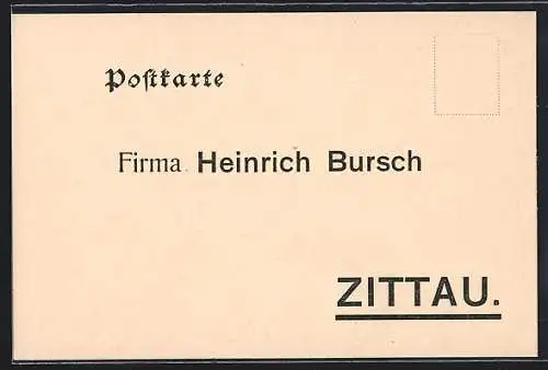 AK Zittau, Korrespondenzkarte Firma Heinrich Bursch
