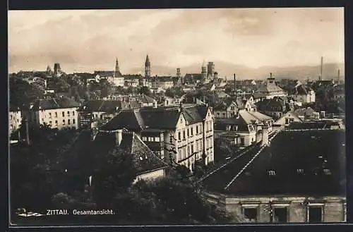 AK Zittau, Gesamtansicht über die Stadt