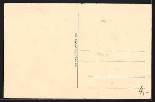 AK Zittau, Blick auf die Stadt und ihre Berge