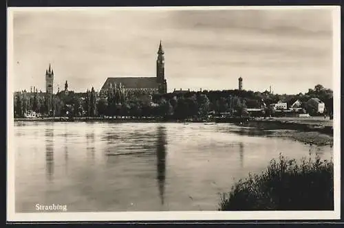 AK Straubing, Ortsansicht mit Kirche