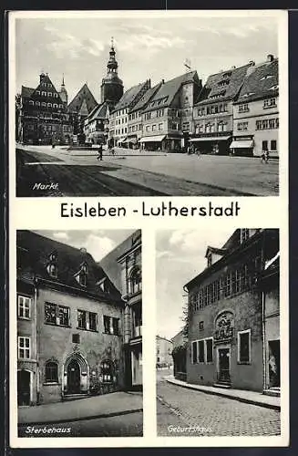 AK Eisleben, Markt, Luthers Geburts- u. Sterbehaus