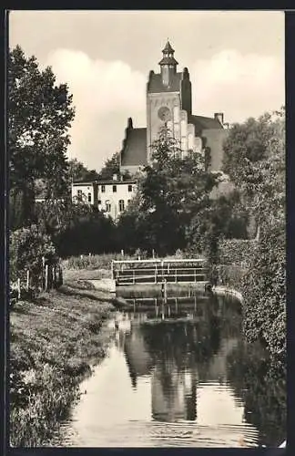 AK Salzwedel, Comenius-Schule, von der Schleuse gesehen