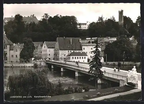 AK Landsberg am Lech, Karolinenbrücke mit Umgebung
