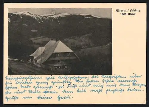 AK Bärental / Schwarzwald, Feldberg, Gebäude mit Bergpanorama