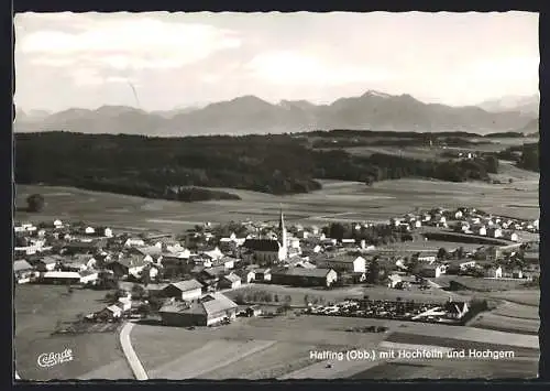 AK Halfing /Obb., Gesamtansicht mit Bergpanorama, Fliegeraufnahme
