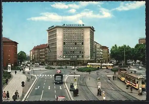 AK Essen, Freiheit mit Strassenbahnen und Nordstern-Gebäude