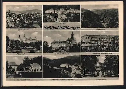 AK Bad Wildungen, Badehotel, Sanatorium Hafenquelle, Wandelhalle, Gesamtansicht