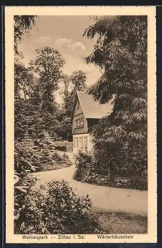 AK Zittau i. Sa., Weinaupark mit Wärterhäuschen