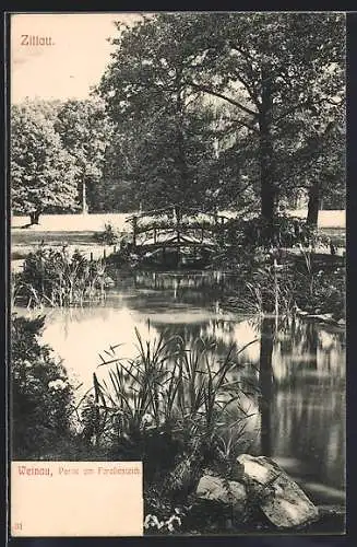 AK Zittau, Weinau, Partie am Forellenteich