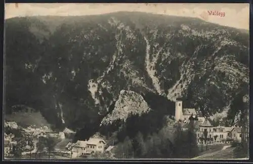 AK Waldegg, Ortsansicht mit Kirche