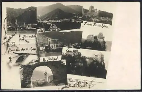 AK Dürrenstein /Wachau, Ruine Hinterhaus, Ruine Aggstein, St. Michael, Spitz