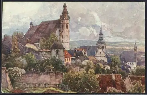 Künstler-AK Fritz Lach: Krems an der Donau, Gesamtansicht