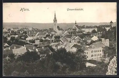 AK Horn, Ortsansicht aus der Vogelschau mit Blick auf die Kirche