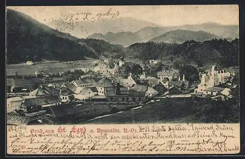 AK St. Aegyd am Neuwalde, Ortsansicht aus der Vogelschau