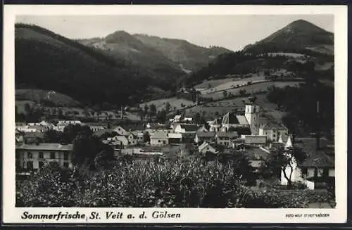 AK St. Veit a. d. Gölsen, Ortsansicht aus der Vogelschau