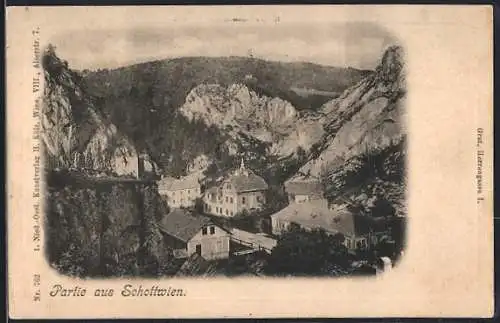 AK Schottwien, Blick auf den Ort im Tal