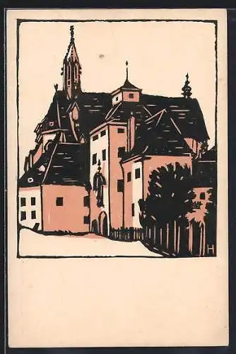 Künstler-AK Gaming, an der Kirche