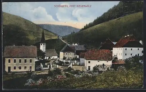 AK Oberwölz, Schönberg bei Niederwölz, Blick in den Ort