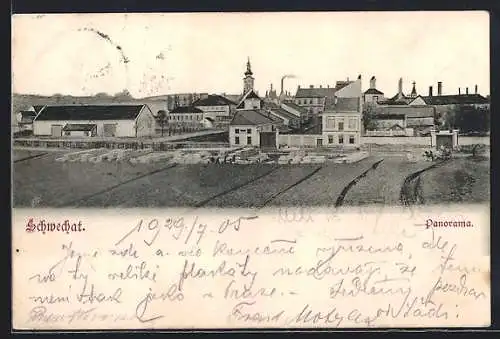 AK Schwechat, Panorama vom Ort