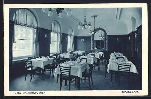 AK Wien VI, Hotel Mariahilf, Speisesaal
