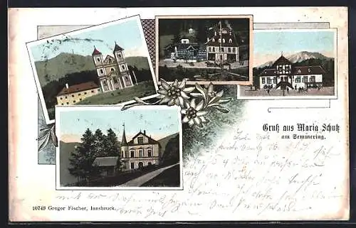 Lithographie Maria Schutz am Semmering, verschiedene Ansichten