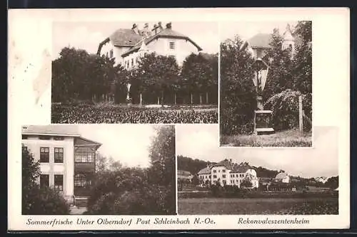 AK Kreuttal, Unterolberndorf bei Schleinbach, Das Rekonvaleszentenheim, ein Wegkreuz