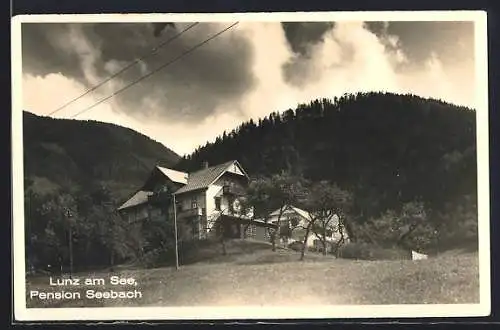AK Lunz am See, Blick auf die Pension Seebach