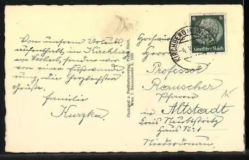 AK St. Corona am Wechsel, Ortsansicht mit Schneeberg