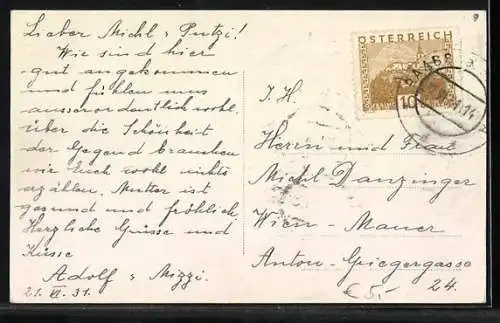 AK Raabs an der Thaya, Eibenstein aus der Vogelschau