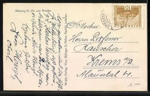 AK Stössing /N. Oe., Ortsansicht vom Berg aus