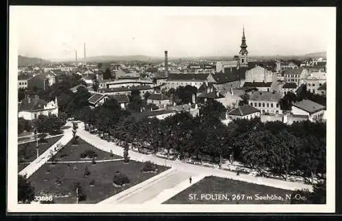 AK St. Pölten /N.-Oe., Ortsansicht mit Kirche