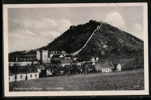 AK Hainburg a. d. Donau, Ortschaft mit Schlossberg