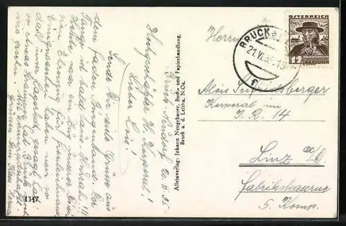 AK Bruck a. d. Leitha, Ortsansicht aus der Vogelschau