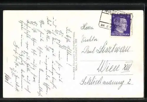 AK Wieselburg an der Erlauf, Kleiner Wasserfall mit Ortschaft